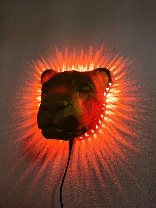 König des Lichts – 3D-Wandlampe "Löwe"
